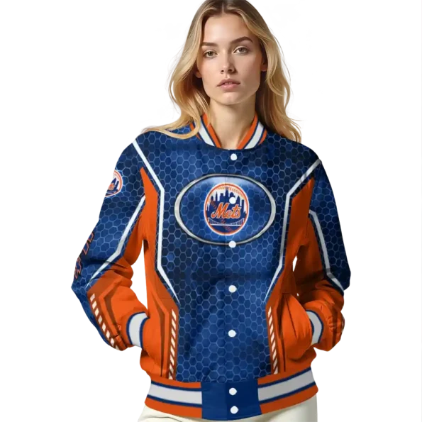 customized new york mets power plate blue varsity jacket latest model