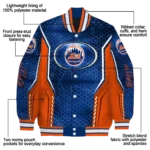 customized new york mets power plate blue varsity jacket best selling