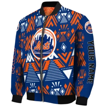 customized new york mets pyramid shapes blue bomber jacket best selling