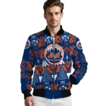 customized new york mets pyramid shapes blue bomber jacket best selling