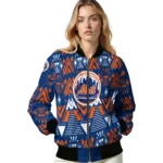 customized new york mets pyramid shapes blue bomber jacket best selling