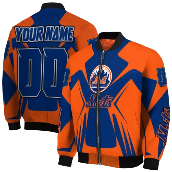 customized new york mets spider mark blue bomber jacket fashion forward