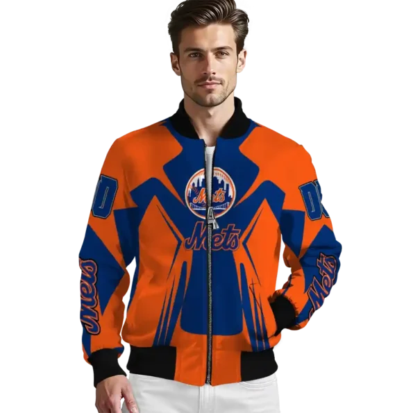 customized new york mets spider mark blue bomber jacket high quality