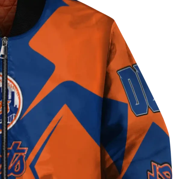customized new york mets spider mark blue bomber jacket premium grade