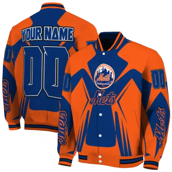 customized new york mets spider mark blue varsity jacket fashion forward