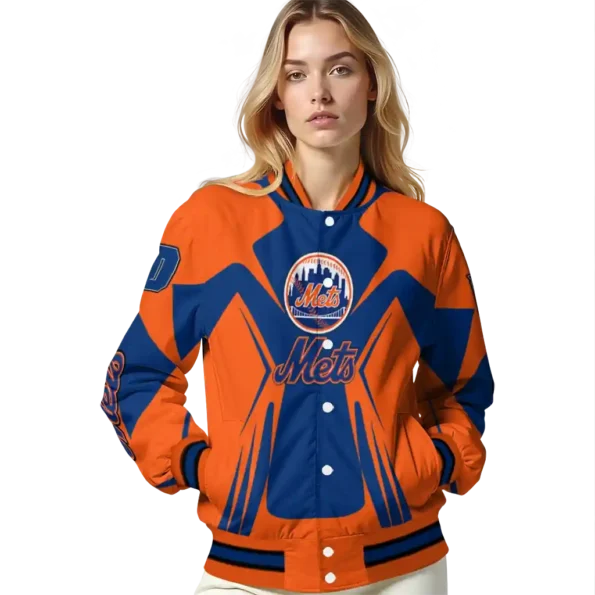 customized new york mets spider mark blue varsity jacket latest model