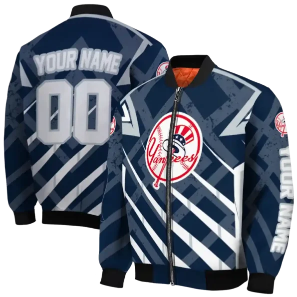 customized new york yankees chevron angles navy bomber jacket fashion forward