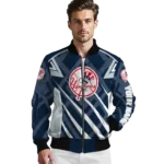 customized new york yankees chevron angles navy bomber jacket best selling