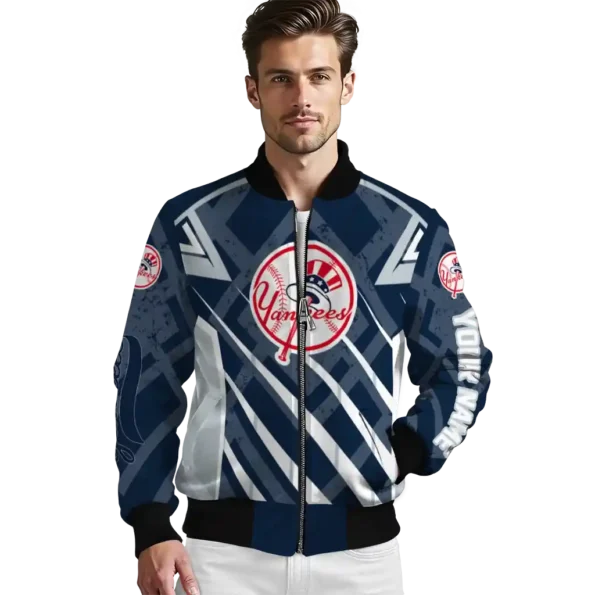 customized new york yankees chevron angles navy bomber jacket high quality