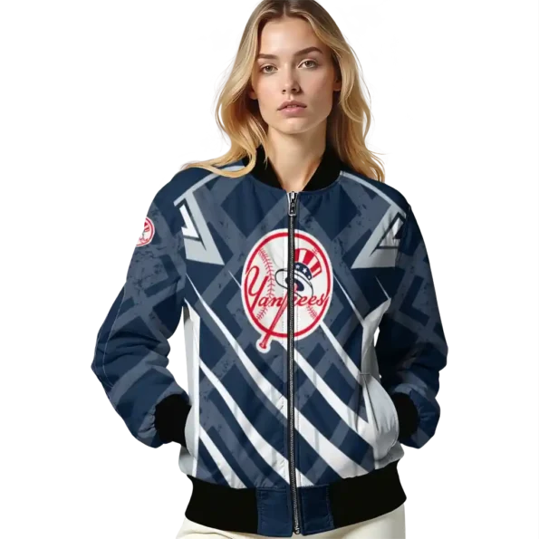 customized new york yankees chevron angles navy bomber jacket latest model