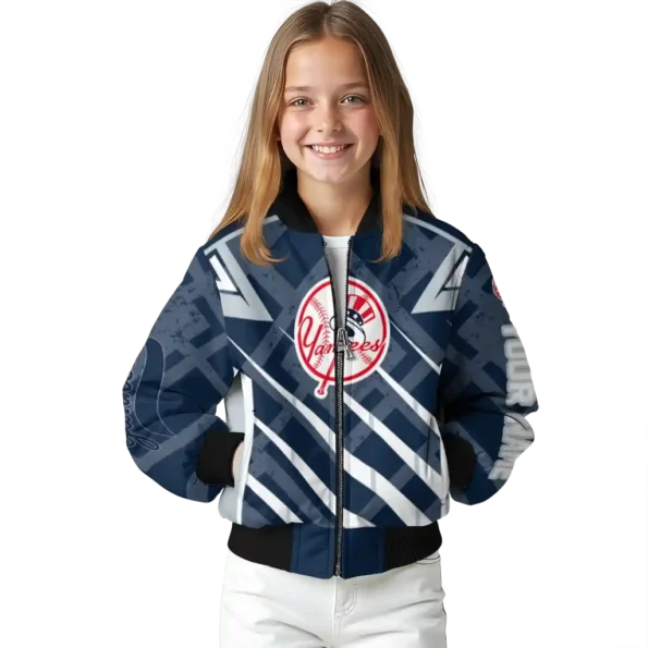 customized new york yankees chevron angles navy bomber jacket top rated