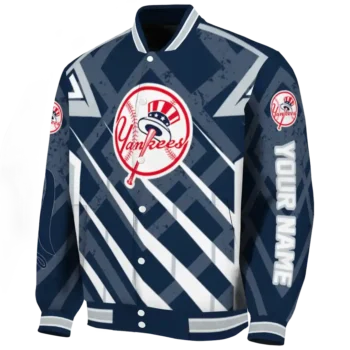 customized new york yankees chevron angles navy varsity jacket best selling