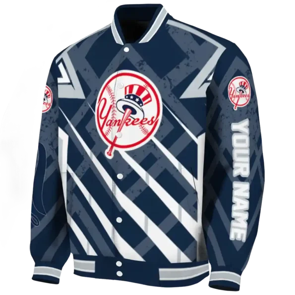 customized new york yankees chevron angles navy varsity jacket best selling