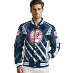 customized new york yankees chevron angles navy varsity jacket best selling