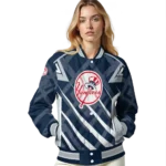 customized new york yankees chevron angles navy varsity jacket best selling