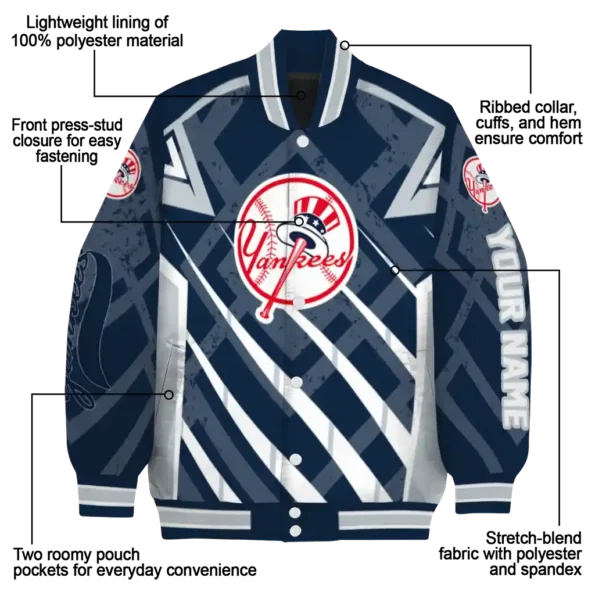 customized new york yankees chevron angles navy varsity jacket new arrival