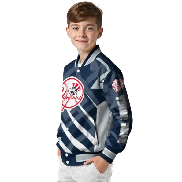 customized new york yankees chevron angles navy varsity jacket trendy