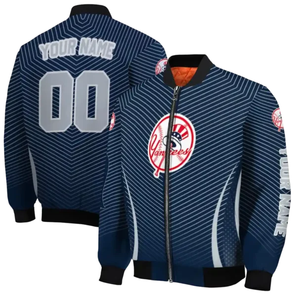 customized new york yankees chevron arrow navy bomber jacket fashion forward