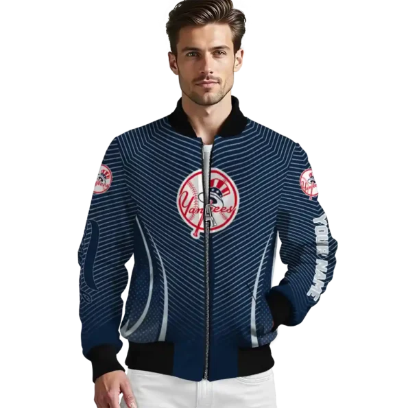 customized new york yankees chevron arrow navy bomber jacket high quality