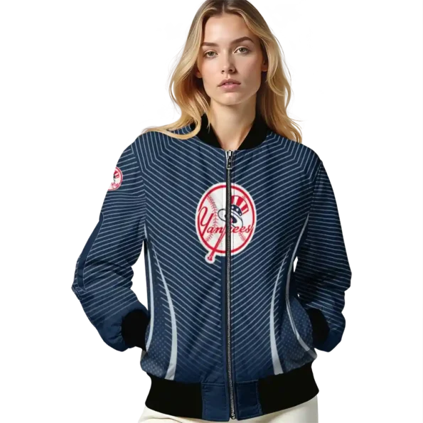 customized new york yankees chevron arrow navy bomber jacket latest model