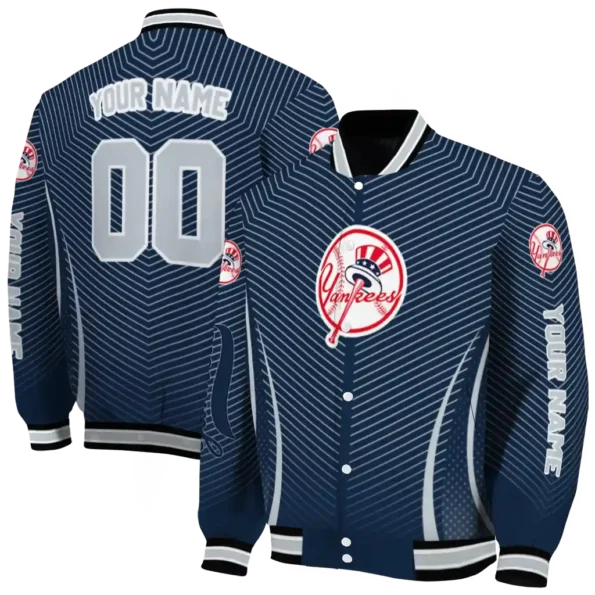 customized new york yankees chevron arrow navy varsity jacket fashion forward