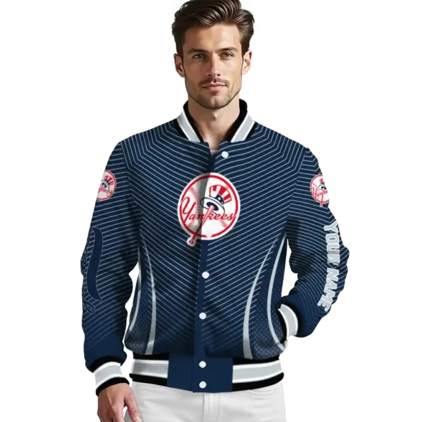 customized new york yankees chevron arrow navy varsity jacket high quality