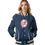 customized new york yankees chevron arrow navy varsity jacket best selling