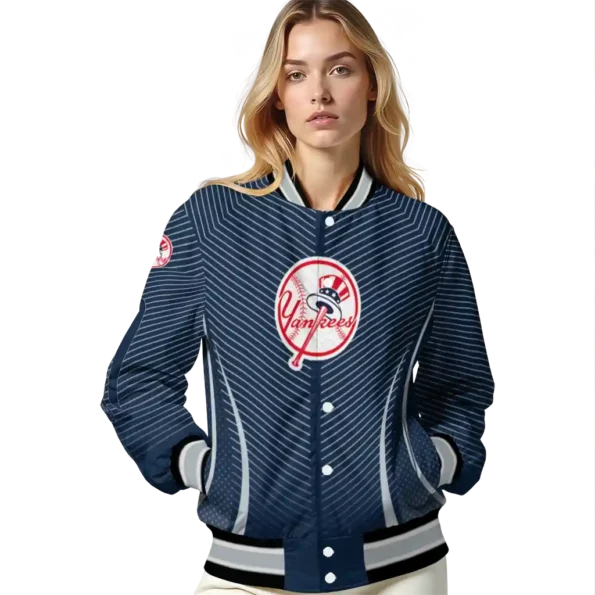 customized new york yankees chevron arrow navy varsity jacket latest model