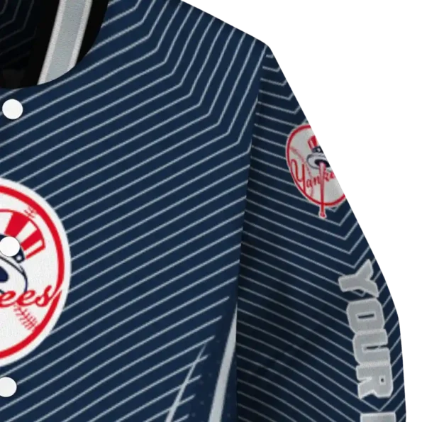 customized new york yankees chevron arrow navy varsity jacket premium grade