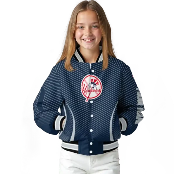 customized new york yankees chevron arrow navy varsity jacket top rated