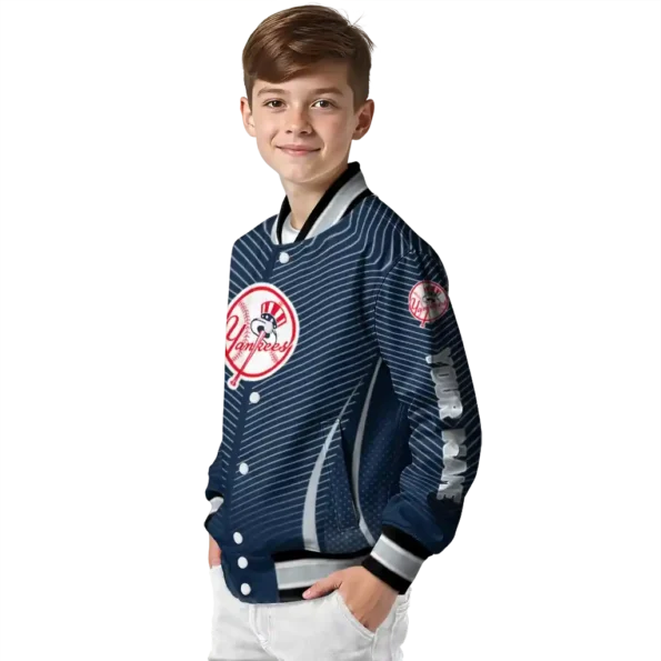 customized new york yankees chevron arrow navy varsity jacket trendy