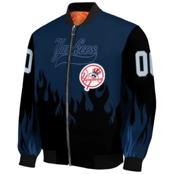 customized new york yankees flame border navy black bomber jacket best selling