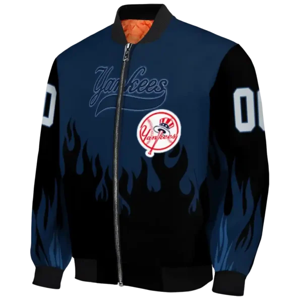 customized new york yankees flame border navy black bomber jacket best selling