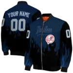 customized new york yankees flame border navy black bomber jacket best selling