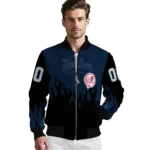 customized new york yankees flame border navy black bomber jacket best selling