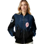 customized new york yankees flame border navy black bomber jacket best selling