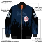 customized new york yankees flame border navy black bomber jacket best selling