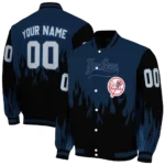 customized new york yankees flame border navy black varsity jacket best selling