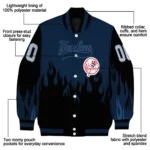 customized new york yankees flame border navy black varsity jacket best selling