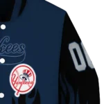 customized new york yankees flame border navy black varsity jacket best selling