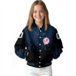 customized new york yankees flame border navy black varsity jacket best selling