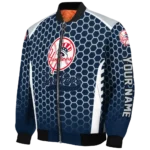 customized new york yankees hexagon grid navy bomber jacket best selling