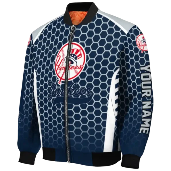customized new york yankees hexagon grid navy bomber jacket best selling