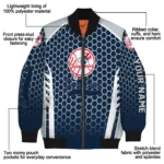 customized new york yankees hexagon grid navy bomber jacket best selling