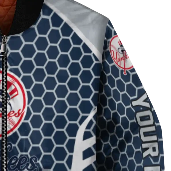customized new york yankees hexagon grid navy bomber jacket premium grade