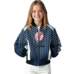 customized new york yankees hexagon grid navy bomber jacket best selling