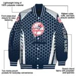 customized new york yankees hexagon grid navy varsity jacket best selling