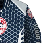 customized new york yankees hexagon grid navy varsity jacket best selling