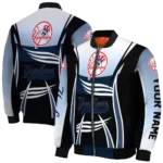 customized new york yankees mesh effect navy black bomber jacket best selling