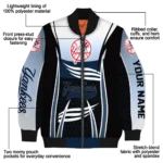 customized new york yankees mesh effect navy black bomber jacket best selling